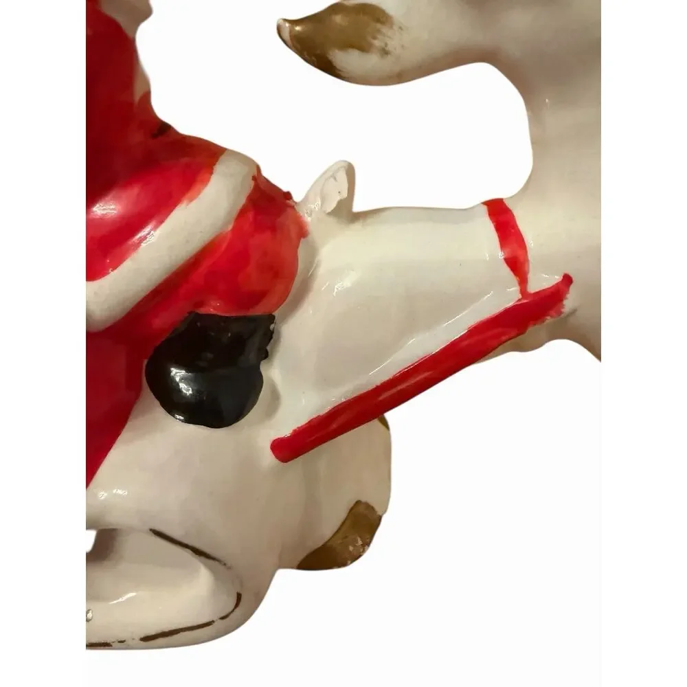 VINTAGE BRINN Santa In Sleigh & Reindeer Ceramic Planter 3318